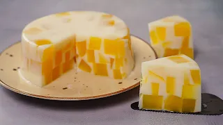Mango Jello Milk Pudding | Easy No Bake Jelly Dessert Recipe | Yummy