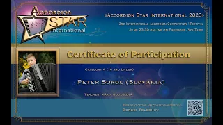 Peter Sokol (Slovakia) Cat.4 (14 and Under) Accordion Star International Competition 2023