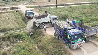 Techniques Episode Building Of Making The New Road By Skills Operator Bulldozer Pushing Rock