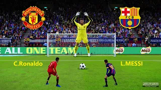 TINY players Vs GIANT goalkeepers | Penalty Shootout | Team Ronaldo vs Team Messi | FCB vs MU PES 21