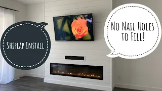 DIY Shiplap Wall Installation with NO NAIL HOLES TO FILL