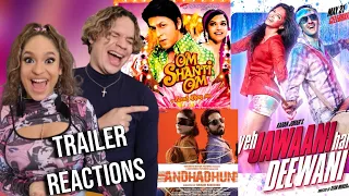 Waleska & Efra react to Yeh Jawaani Hai Deewani , Om Shanti Om , AndhaDhun | TRAILER REACTION!