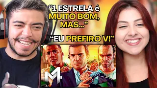 REACT Michael, Franklin & Trevor (Grand Theft Auto) - 𝐕 | M4rkim feat. Henrique Mendonça e Daarui