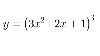 Derivative Practice #6: derivative of (3x^2 + 2x + 1)^3 (chain rule)