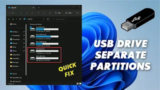 How to fix a USB drive fragmented into separate partitions