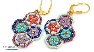 Granny Square Earrings - DIY Jewelry Making Tutorial by PotomacBeads