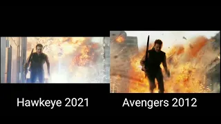 Hawkeye 2021 and Avengers 2012 side by side comparison