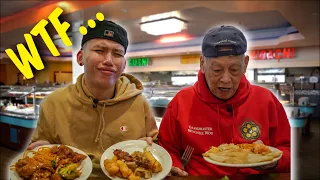 Chinese Grandpa Tries Chinese Buffet Food for the First Time!