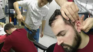 ASMR TURKISH BARBER &NECK CRACK& head, back, arm, palm, neck, ax, face, ear, eyebrow, sleep massage