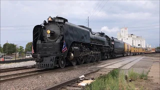 Union Pacific 844 Pulls a Freight Train Out of Denver, CO