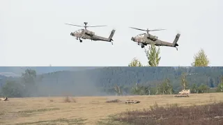 U.S. Army AH-64 Apache helicopters | Combined Arms Live Fire Exercise
