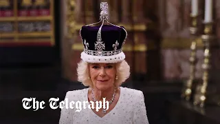 Moment Queen Camilla is crowned at King Charles's Coronation