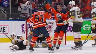 Oilers score twice in less than a minute to take 3-0 lead vs. Golden Knights