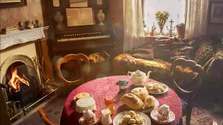 Ambience/ASMR: Edwardian Parlour with Tea & Fireplace, 5 Hours