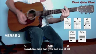 "Nowhere Man" Beatles EZ Strum & Sing Along For Lower Voices