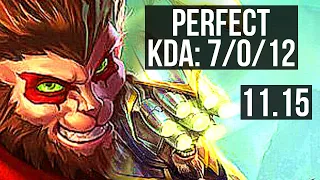 WUKONG vs MASTER YI (MID) | 7/0/12, 1.4M mastery, Godlike | EUW Diamond | v11.15