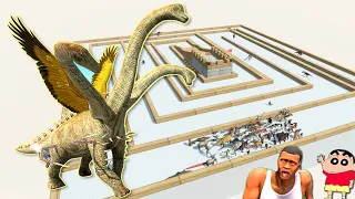 ESCAPE FROM 3 HEAD ALIEN BRACHIOSAURUS LAST SURVIVOR MAZE COURSE ARBS Animal Revolt Battle Simulator