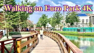 Walking on Euro Park in Phnom Penh of Cambodia 4K