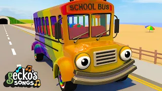 Wheels on the Rainbow School Bus｜Gecko's Garage｜Children's Music｜Trucks For Kids｜Gecko's Songs