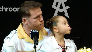 CANELO'S DAUGHTER FERNANDA STICKS HER TONGUE OUT AT DMITRY BIVOL DURING PRESS CONFERENCE