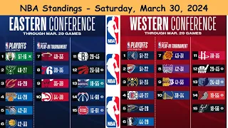 2023-24 NBA Standings - Saturday, March 30, 2024 | NBA Playoffs | Bracket latest scenarios