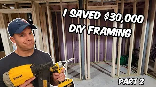 Framing My Basement Bathroom & Savings $30,000! How to Frame A Basement Part 2