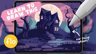 You Can Draw This Haunted House in PROCREATE - Step by Step Procreate Halloween Tutorial