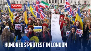 Hundreds of protesters march through London to protest war in Ukraine