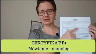 CERTYFIKAT B1: Mówienie - monolog