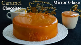 Caramel Chocolate Mousse Cake Mirror Glaze