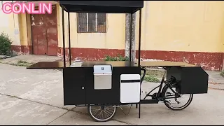 Coffee bike Street Coffee Cart with 25kg Ice Maker and 20L Refrigerator