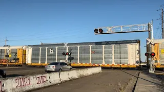 UP 8581 Autorack Train North - E. Morada Lane Railroad Crossing, Stockton CA