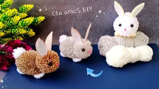 🐰 Super Easy Cute Bunny Making Idea ❤️ DIY Rabbit Symbol 2023 with Yarn 🐰Woolen Bunny Making at Home