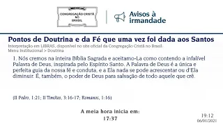 Culto Online CCB 06/01 2021 - 20:00