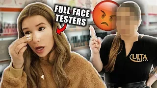 FULL FACE Using ULTA TESTERS Makeup! omg...