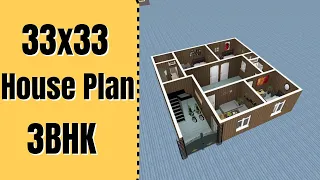 33x33 House Design 3bhk || 1000 SQFT Ghar Ka naksha || 33 x 33 home design