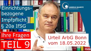 TEIL 9 Fragen zur einrichtungsbezogenen Impfpflicht nach § 20a IfSG | Andreas Mauritz Rechtsanwälte