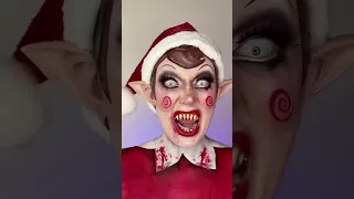 Something is wrong with my elf on the shelf 😳🧝‍♀️ | Christmas horror makeup #makeup #elfontheshelf