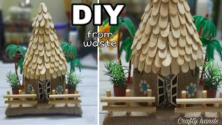 DIY hut | beach house 🌴 | Jute craft ideas | best out of waste craft ideas | popsicle craft