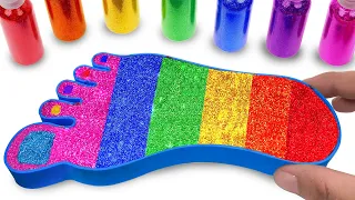 Satisfying Video | How to make Rainbow Glitter Foot Bathtub with Mixing All My Slime Cutting ASMR