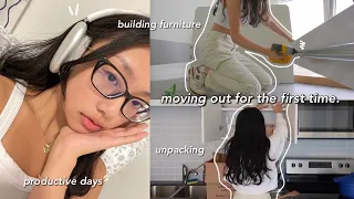 MOVING VLOG 📦 busy days in my life as a uni student: building furniture, unpacking & desk tour