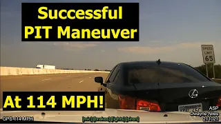 Arkansas State Police successful PIT maneuver at 114 MPH. Driver runs from traffic stop -  Flips car