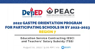 Orientation on the Program Implementation Guidelines ESC-TSS 2022-2023 (Regions 7)