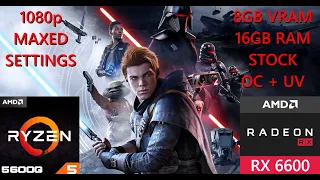 STAR WARS™ Jedi: Fallen Order AMD Ryzen 5 5600G + RX6600 Benchmark Max Settings 1080p STOCK vs OC+UV
