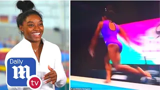 Simone Biles becomes first woman to land Yurchenko double pike - DailyMail TV