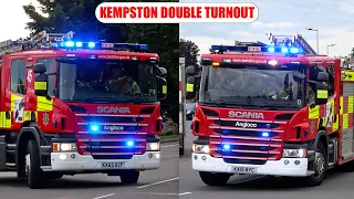 [ON CALL RESPONDING] Kempston Fire Station Double Turnout with TWO TONES and AIR HORN!