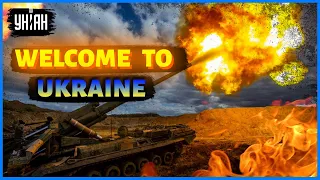 Две украинские 203-мм САУ 2С7 «Пион» ведут огонь на Восточном фронте Украины