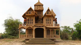 Build The Most Creative 4-Story Mud Victorian House By Ancient Skills [Part 2]