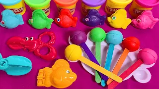 Satisfying ASMR l How To Make Playdoh Rainbow Lollipop Candy with Fish ASMR #10 TOLY SLIME