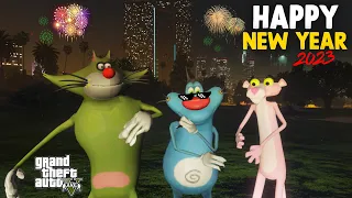 GTA 5 : OGGY,JACK & PINKPANTHER Celebrate New Year 2023 In GTA 5 !